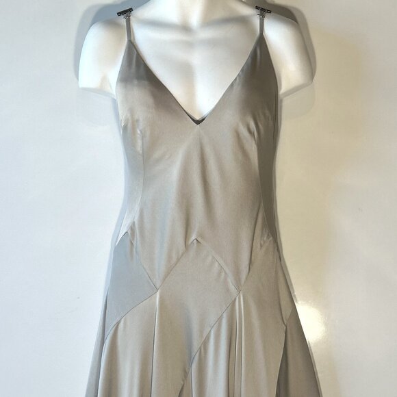 ASOS Silver Drop Waist Floor Length Dress - Picture 3 of 9